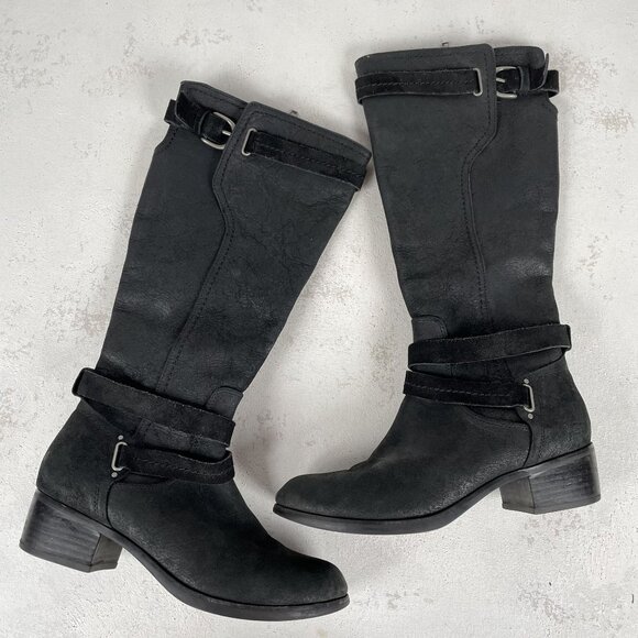 UGG Riding Boots Womens 8.5 Darcie Black Knee High - Picture 1 of 10